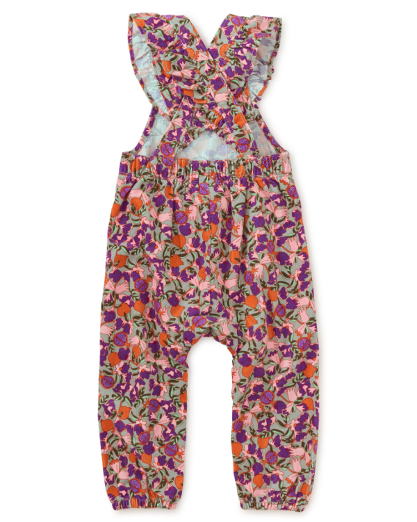 Tea Collection Corduroy Ruffle Baby Overalls Royal Pomegranate Floral Fashion