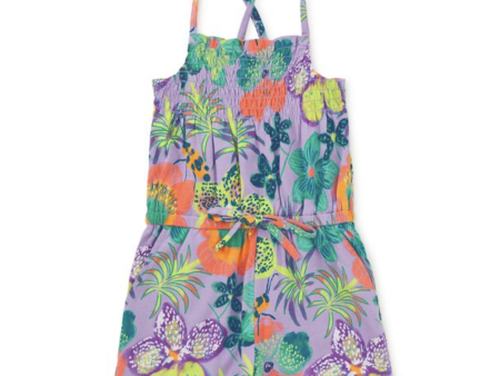 Tea Collection Smocked Sleeveless Romper Hanging Flowers Of Malindi on Sale