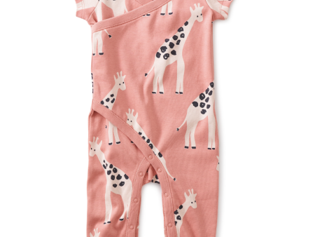 Tea Collection Flutter Wrap Neck Baby Romper Nubian Giraffe Size NB Online Hot Sale