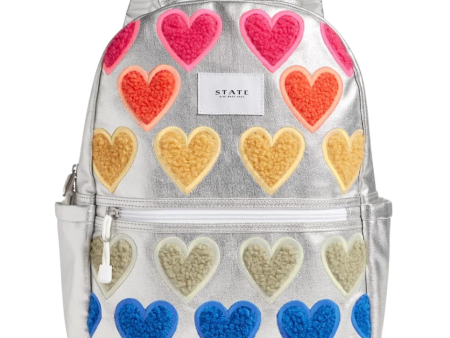 State Bags Metallic Kane Kids Double Pocket Fuzzy Hearts Sale