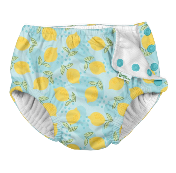 Green Sprouts Snap Swim Diaper Aqua Dot Lemons 12mo Online Hot Sale