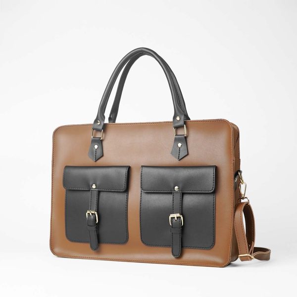 Buckle Laptop bag Brown & black on Sale