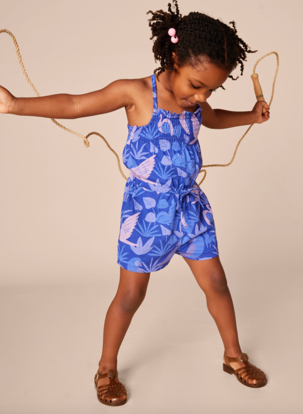 Tea Collection Smocked Sleeveless Romper Frida s Animales In Tonal Blue Online now