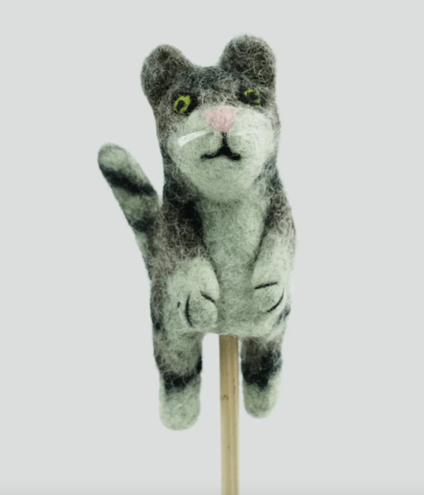 The Winding Road Felt Finger Puppet Grey Cat Supply