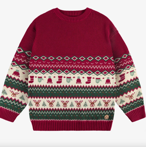 Souris Mini Knit Sweater with Colorful Holiday Pattern Online Sale