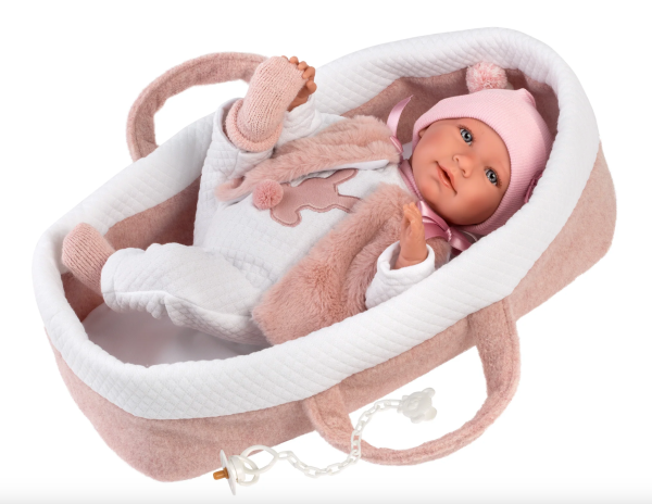 Llorens 16.5  Articulated Crying Newborn Doll Opal with Carrycot Fashion