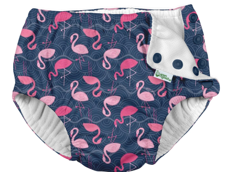 Green Sprouts Snap Swim Diaper Navy Wavy Flamingos For Cheap