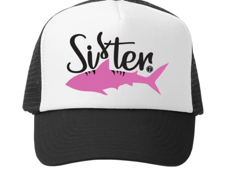 Sister Shark Trucker Hat Black White Size 5y+ Discount