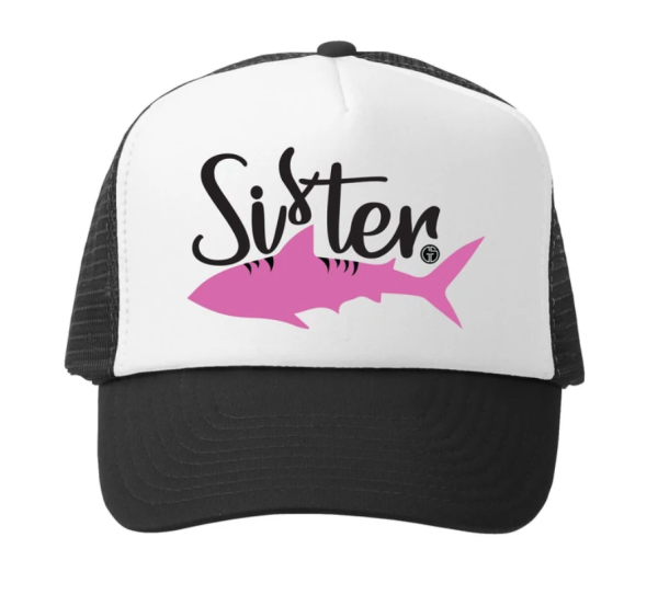 Sister Shark Trucker Hat Black White Size 5y+ Discount