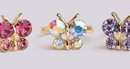 Great Pretenders Boutique Butterfly Gem Rings 3pc on Sale