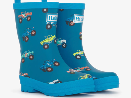 Hatley Monster Trucks Matte Rain Boots Size 1 Youth Online Hot Sale