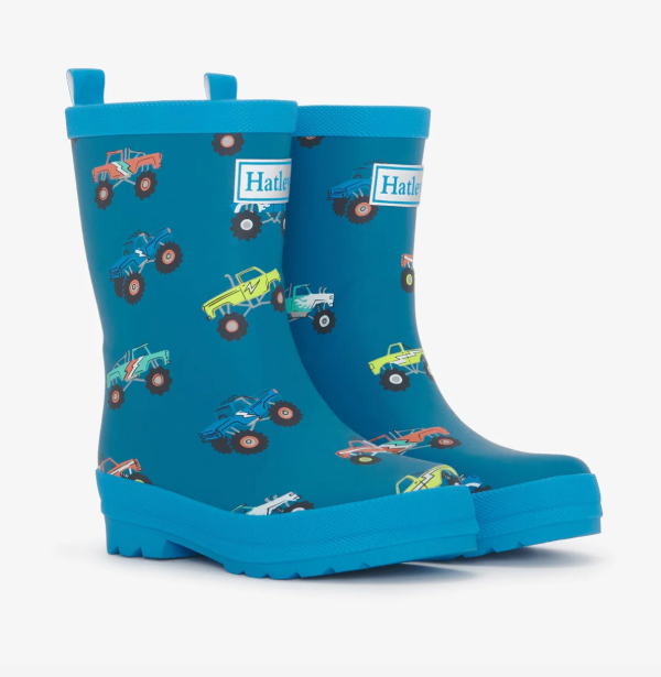 Hatley Monster Trucks Matte Rain Boots Size 1 Youth Online Hot Sale