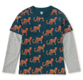 Tea Collection Printed Layered Sleeve Top Anatolian Leopards For Discount