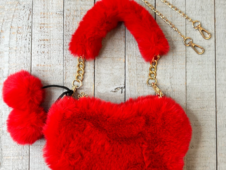 Sparkle Sisters Furry Heart Purse Red Online Hot Sale