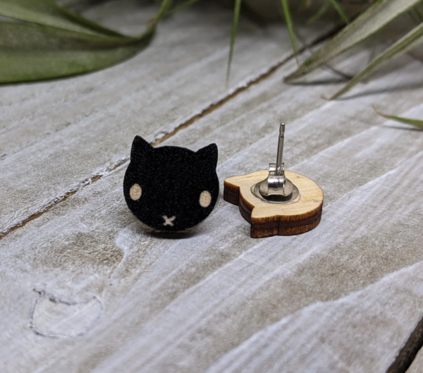 Unpossible Cuts Cat Earrings - Black Cat Sale