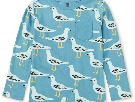 Tea Collection Long Sleeve Printed Pocket Tee Hot on Sale