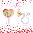 Girl Nation Clip On Cutie Earrings - Rainbow Heart For Discount