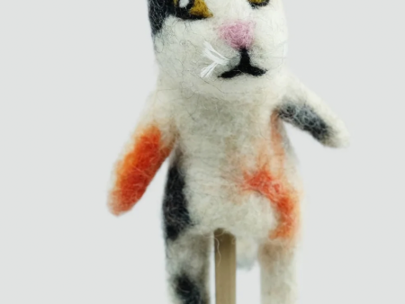 The Winding Road Felt Finger Puppet Black White Orange Cat Online Sale