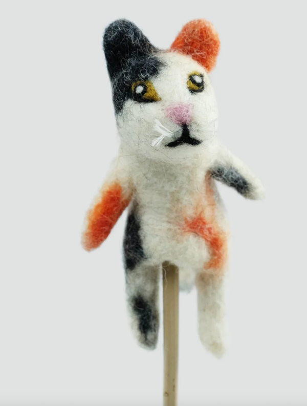 The Winding Road Felt Finger Puppet Black White Orange Cat Online Sale