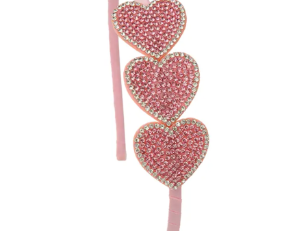 Sparkle Sisters Pink Rhinestone Heart Headband on Sale