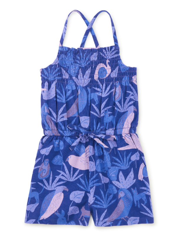 Tea Collection Smocked Sleeveless Romper Frida s Animales In Tonal Blue Online now