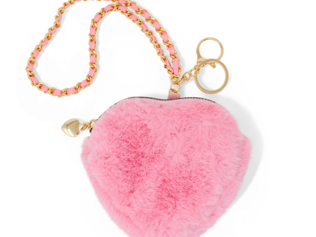 Zomi Gems Valentiner s Day Fuzzy Heart Wristlet Coin Purse Pink Supply