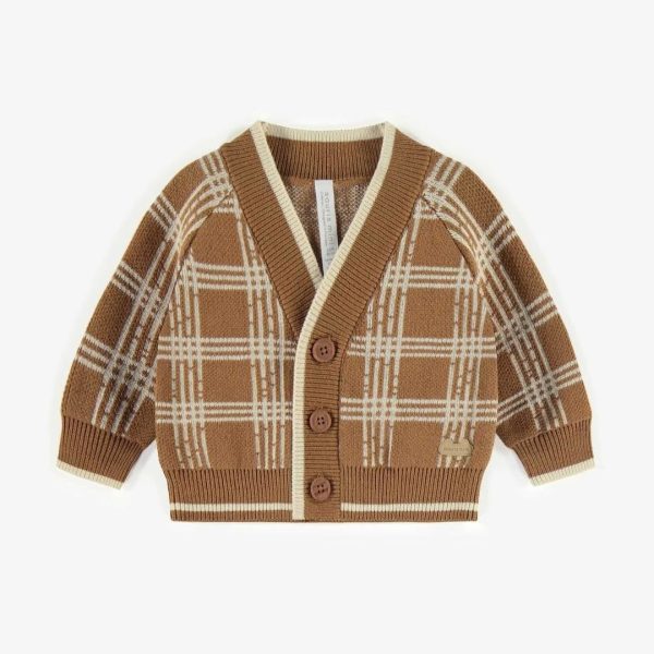 Souris Mini Plaid Brown Knitted Vest Size 6-9M Cheap