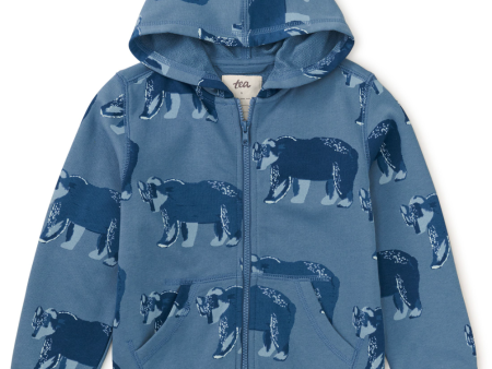 Tea Collection Good Sport Hoodie Bushy Bear In Coronet Blue For Discount