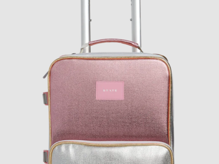 State Bags Metallic Mini Logan Suitcase Pink Silver For Discount