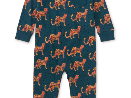 Tea Collection Long Sleeve Pocket Baby Romper Anatolian Leopards Online