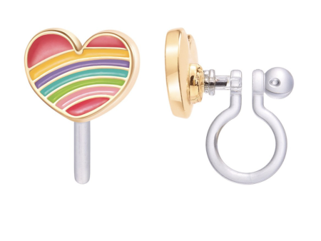 Girl Nation Clip On Cutie Earrings - Rainbow Heart For Discount