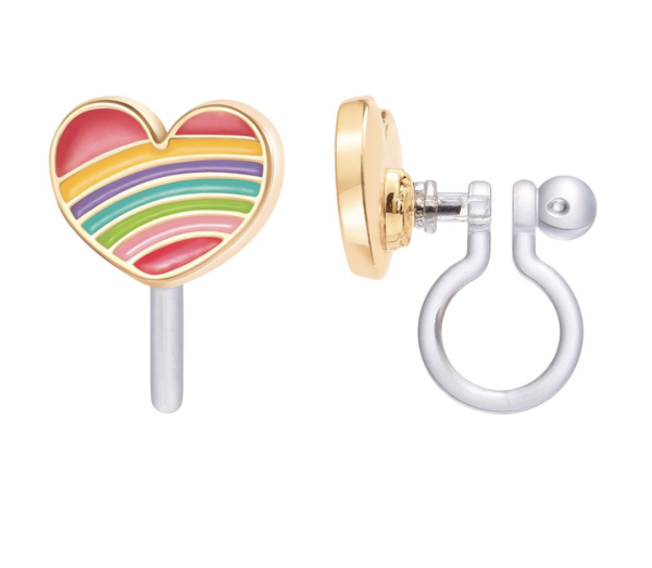 Girl Nation Clip On Cutie Earrings - Rainbow Heart For Discount