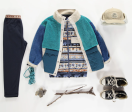 Souris Mini Sherpa Turquoise And Blue Color Block Vest With High Collar Supply