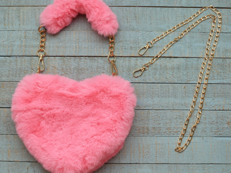 Sparkle Sisters Furry Heart Purse Hot Pink Online now