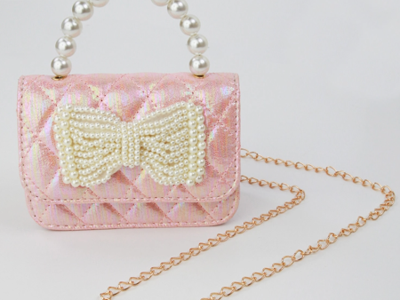 Sparkle Sisters Shimmer Pearl Bow Purse Pink on Sale