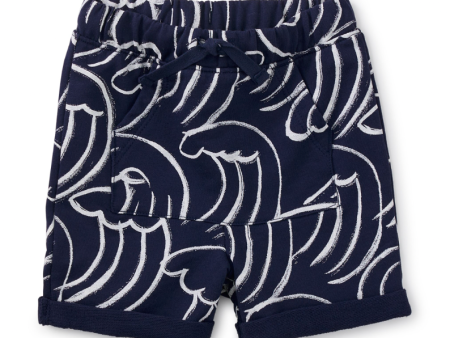 Tea Collection Pocket O  Sunshine Baby Shorts Big Wave Energy In Dark Blue For Discount