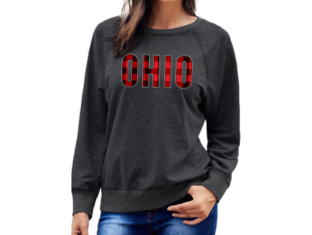 Ohio Buffalo Plaid Sponge Fleece Sweatshirt  Charcoal Online now