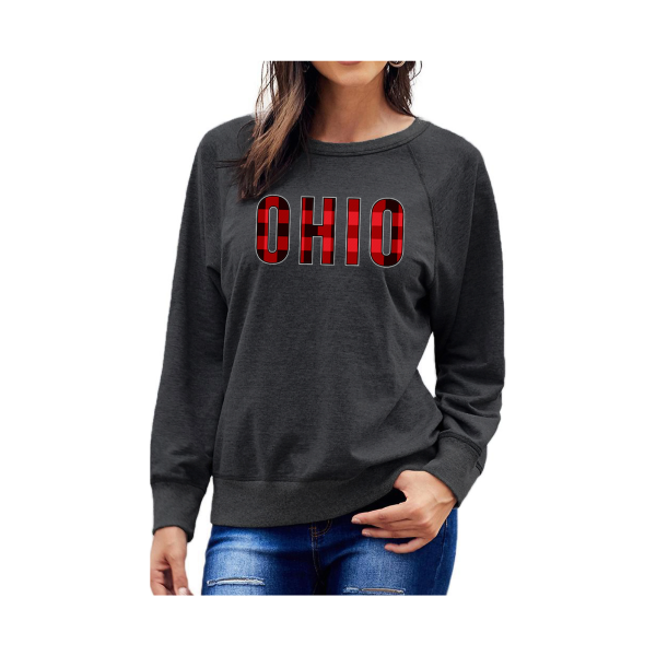 Ohio Buffalo Plaid Sponge Fleece Sweatshirt  Charcoal Online now