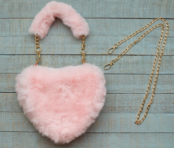 Sparkle Sisters Furry Heart Purse Pink Cheap