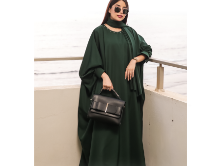 Cuff Sleeve Abaya (Emerald Green-006) For Cheap