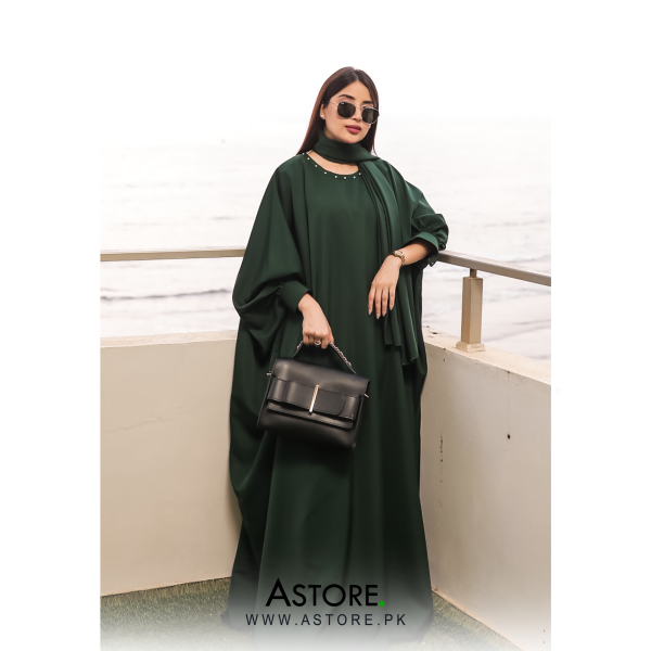 Cuff Sleeve Abaya (Emerald Green-006) For Cheap