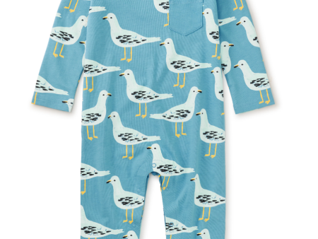 Tea Collection Long Sleeve Pocket Baby Romper Squabble Of Seagulls For Cheap