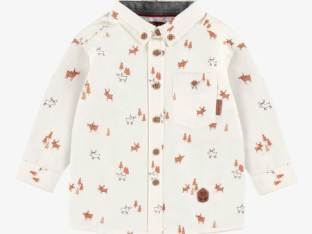 Souris Mini Cream Reindeer Shirt in Peach-Skin-Effect Cotton Poplin For Sale