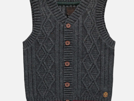 Souris Mini Dark Grey Twisted Knit Tank Top Vest Child Online now