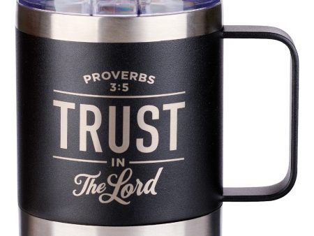 Trust in the LORD Black Camp-style Stainless Steel Mug - Proverbs 3:5 on Sale