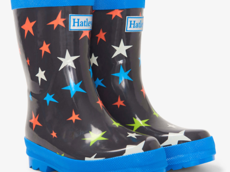 Hatley Ombre Stars Shiny Rain Boots & Matching Socks Gray Fashion