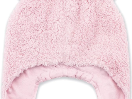 Zutano Furry Bear Hat Baby Pink Supply