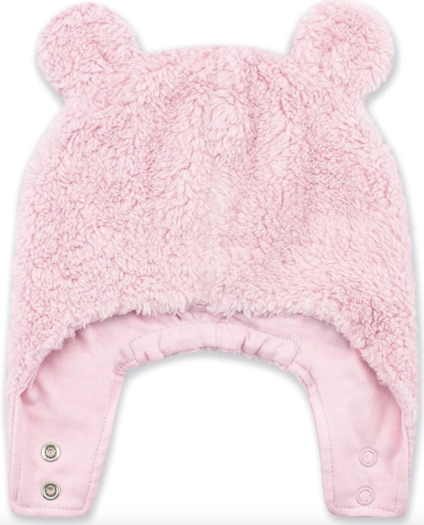 Zutano Furry Bear Hat Baby Pink Supply