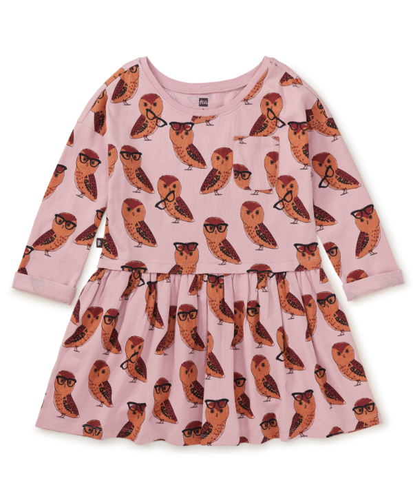 Tea Collection Printed Pocket Play Dress All Knowing Owl Hot on Sale