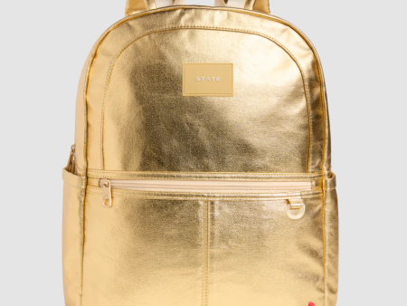 State Bags Metallic Kane Kids Double Pocket Large Gold Backpack Online Sale